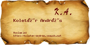 Koletár András névjegykártya