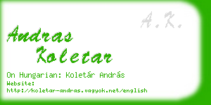 andras koletar business card